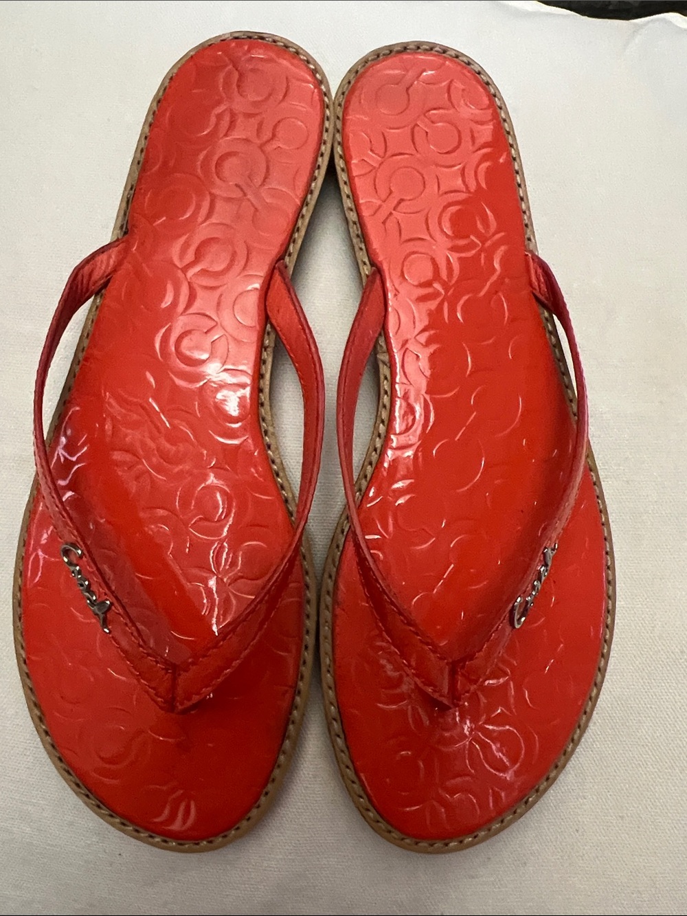 Coach Devlynn Women’s Red Patent Flip-Flop Sandals 6.5B
